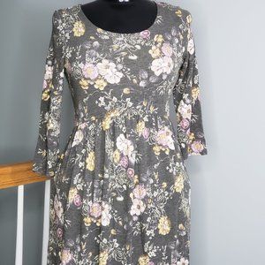 Super Soft Floral Print Maxi Dress in Charcoal